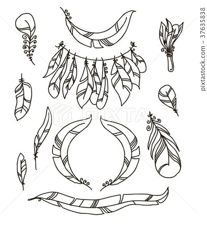 Vector Set of Sketch Plumage Vector Set of Sketch Plumage 37635838
