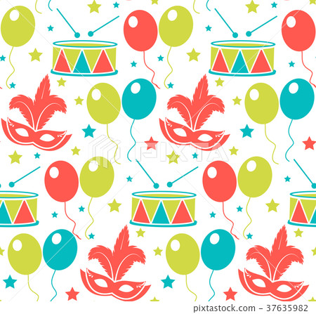 Carnival seamless pattern. Purim repetitive 37635982