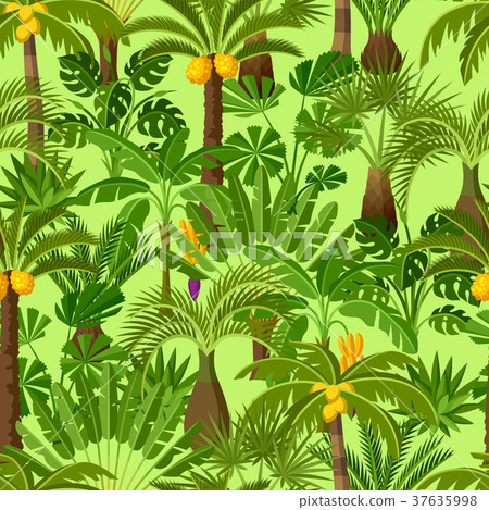 Seamless pattern with tropical palm trees. Exotic 37635998