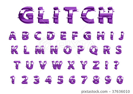 Glitch typography noise font. Lettering typeface Glitch typography noise font. Lettering typeface 37636010