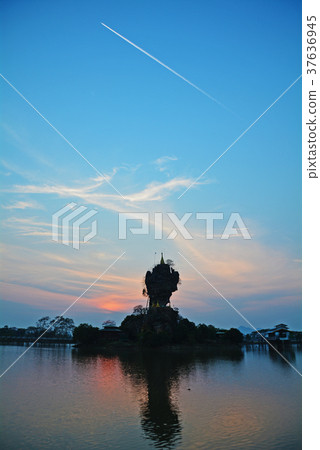 Rock pagoda in Pa'an, Myanmar 37636945