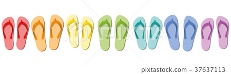 Flip Flops Colored Set Seven Sandals - Stock Illustration [37637113 ...