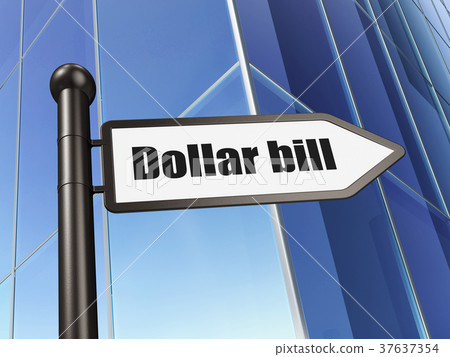 Currency concept: sign Dollar Bill on Building Currency concept: sign Dollar Bill on Building 37637354