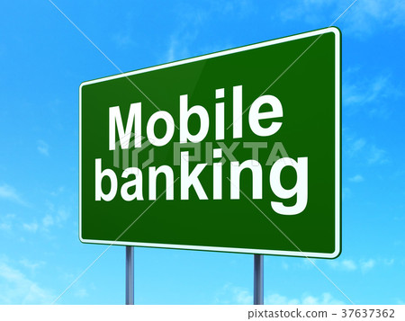 Banking concept: Mobile Banking on road sign Banking concept: Mobile Banking on road sign 37637362