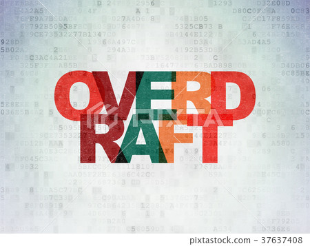 Business concept: Overdraft on Digital Data Paper 37637408