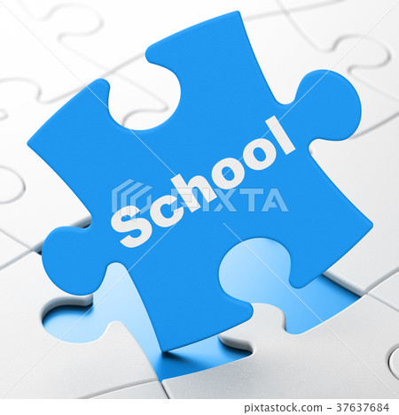 Studying concept: School on puzzle background Studying concept: School on puzzle background 37637684