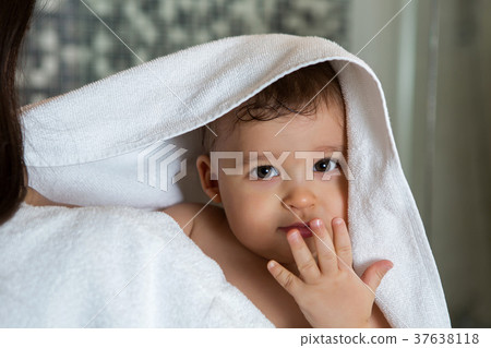 mother in a Bathrobe and with a child mother in a Bathrobe and with a child 37638118
