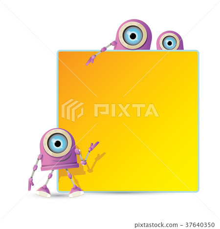 vector funny cartoon purple friendly robot 37640350