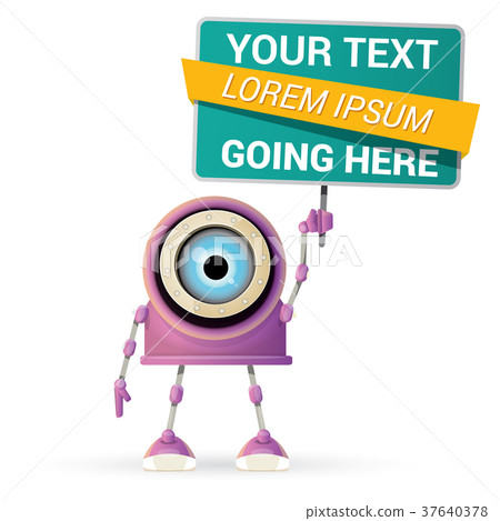 vector funny cartoon purple friendly robot vector funny cartoon purple friendly robot 37640378
