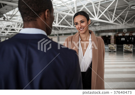 Woman and man are expressing happiness from meet Woman and man are expressing happiness from meet 37640473