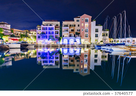 Architecture and docks of Tivat at night Architecture and docks of Tivat at night 37640577