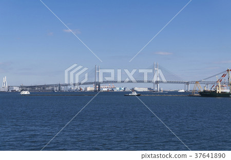 Yokohama Bay Bridge and Honmoku Pier Daikoku Pier Yokohama Bay Bridge and Honmoku Pier Daikoku Pier 37641890