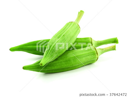 Fresh young okra isolated on white background Fresh young okra isolated on white background 37642472