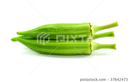 Fresh young okra isolated on white background 37642473