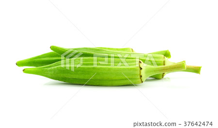 Fresh young okra isolated on white background 37642474