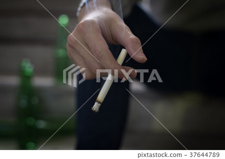 depressed man sit in underground 37644789