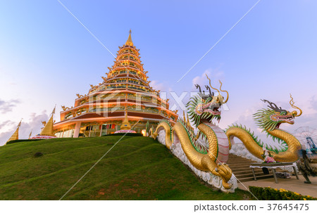 Double Dragon and Pagoda at Wat Huay Pla Kang Double Dragon and Pagoda at Wat Huay Pla Kang 37645475