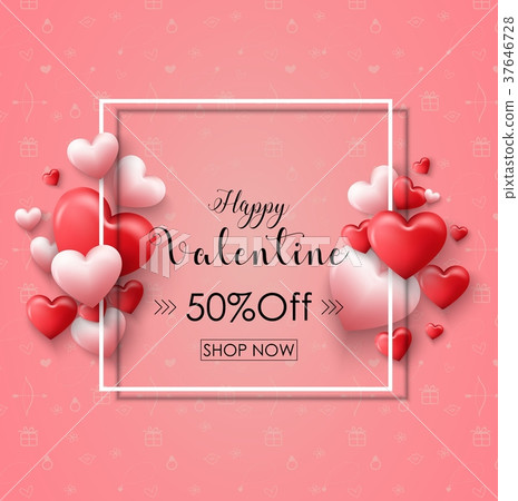 Valentines day sale background with balloons heart Valentines day sale background with balloons heart 37646728