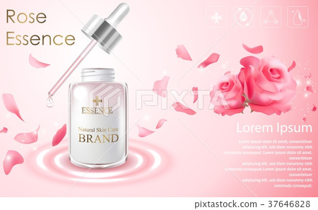 Cosmetic ads template with essence bottle and red Cosmetic ads template with essence bottle and red 37646828