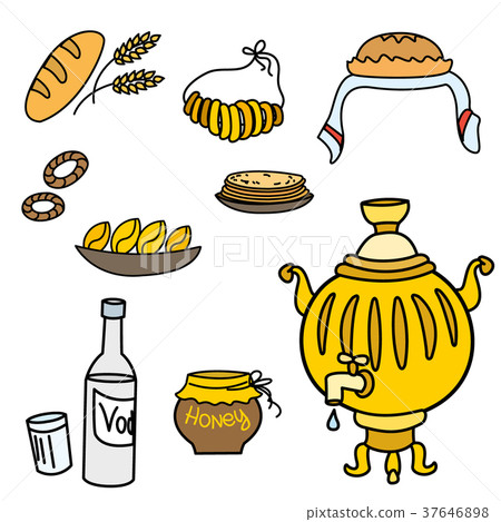 Samovar and Russian traditional food 37646898