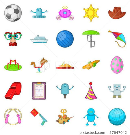 Funny game icons set, cartoon style Funny game icons set, cartoon style 37647042
