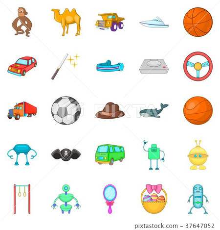 Cool game icons set, cartoon style 37647052