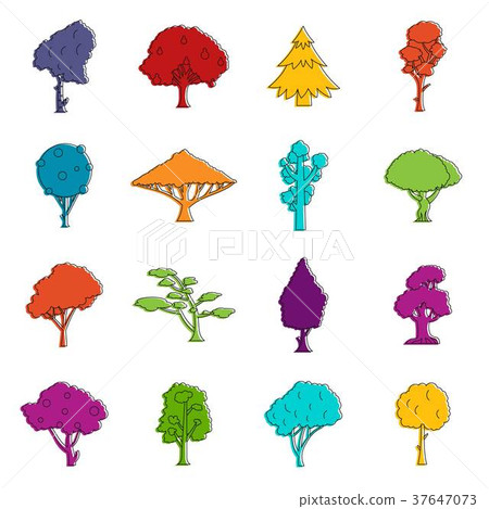 Trees icons doodle set 37647073