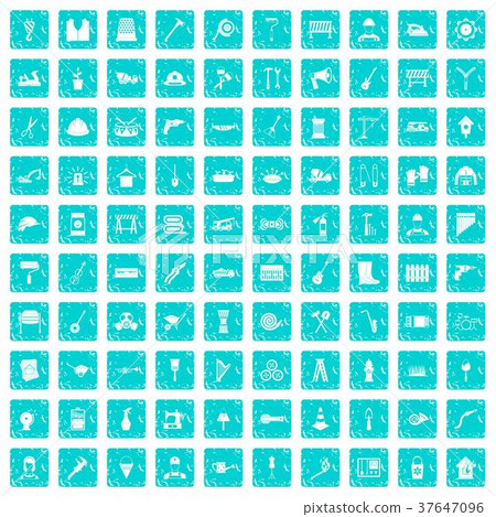100 tools icons set grunge blue 100 tools icons set grunge blue 37647096