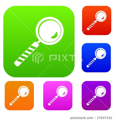 Magnifying glass set color collection - Stock Illustration [37647282 ...