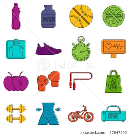 Healthy life icons doodle set 37647293