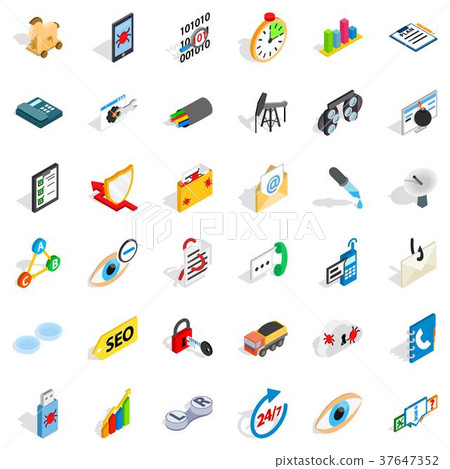 Hi tech icons set, isometric style 37647352