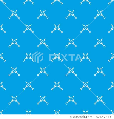 Crossed japanese daggers pattern seamless blue 37647443