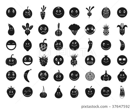 Emoji icon set, simple style Emoji icon set, simple style 37647592
