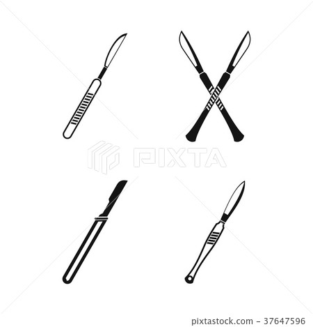 Scalpel icon set, simple style 37647596