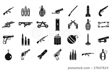 Weapons ammunition icon set, simple style 37647624