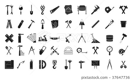 Construction tools icon set, simple style Construction tools icon set, simple style 37647736