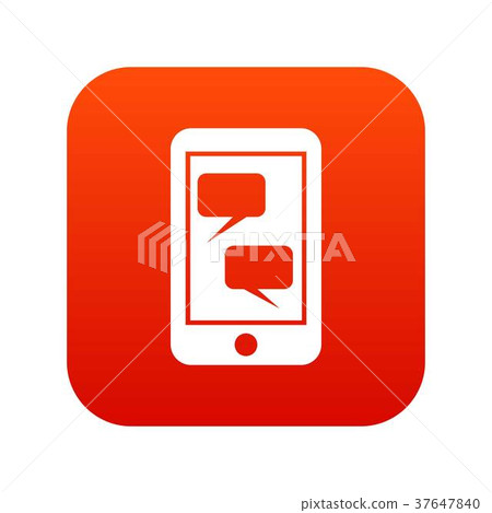 Smartphone and speech bubbles icon digital red 37647840