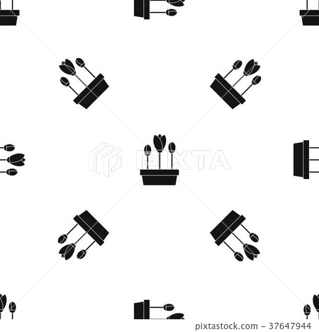 Tulips in box pattern seamless black Tulips in box pattern seamless black 37647944