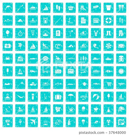 100 water recreation icons set grunge blue 100 water recreation icons set grunge blue 37648000