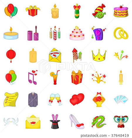 Champagne icons set, cartoon style Champagne icons set, cartoon style 37648419