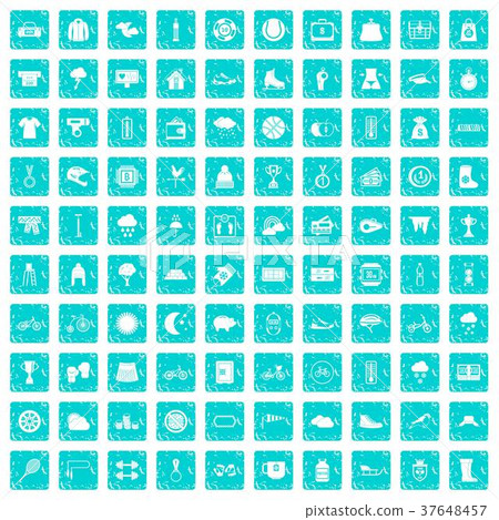100 woman sport icons set grunge blue 100 woman sport icons set grunge blue 37648457