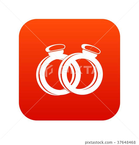 A pair of gold wedding rings icon digital red - Stock Illustration ...