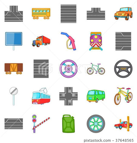 Route icons set, cartoon style Route icons set, cartoon style 37648565