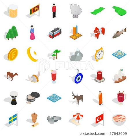 Star icons set, isometric style 37648609