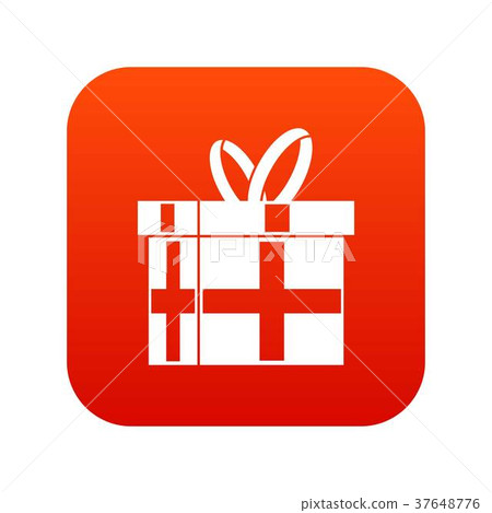 Gift in a box icon digital red Gift in a box icon digital red 37648776