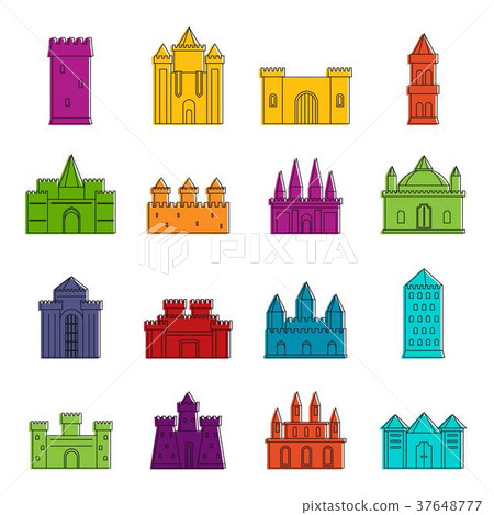 Towers and castles icons doodle set Towers and castles icons doodle set 37648777