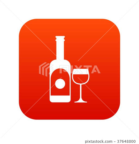 Wine and glass icon digital red 37648800