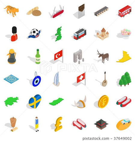 Homeland icons set, isometric style 37649002