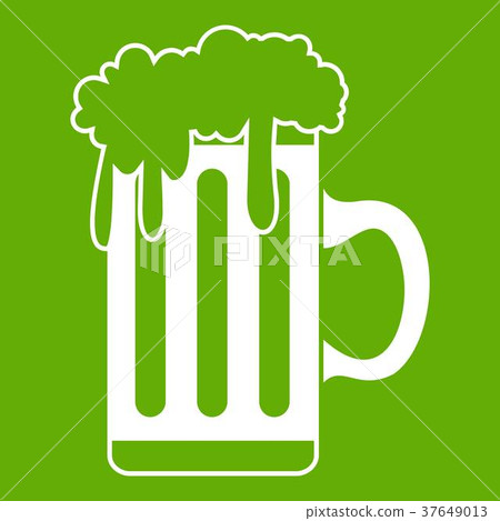 Mug with beer icon green 37649013