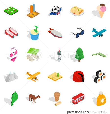 Go on a trip icons set, isometric style 37649016